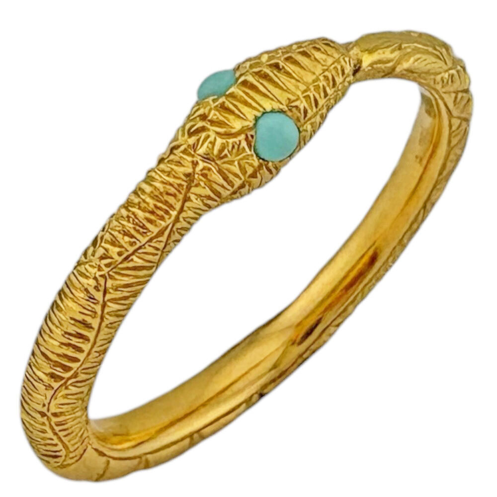 Gucci Ouroboros Ring, 18K Yellow Gold, Turquoise, Women's GUCCI